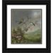 Martin Johnson Heade 12x14 Black Ornate Wood Framed Double Matted Museum Art Print Titled: Hummingbirds and Apple Blossoms