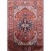 Ahgly Company Indoor Rectangle Mid-Century Modern Pink Brown Pink Oriental Area Rugs 5 x 7