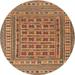 Ahgly Company Indoor Round Traditional Brown Red Southwestern Area Rugs 4 Round