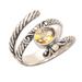 '18k Gold-Accented Silver Cocktail Ring with Citrine Stone'