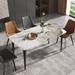 Modern Slate Dining Table, Pandora Pattern Design Sintered Stone Top and Metal Legs.