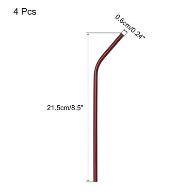 Reusable Metal Straws 4Pcs, Stainless Steel Bent Straw 8.5" Long