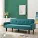 Simple Contemporary Style Green Sofa Bed with Eucalyptus Wood Frame and White Poplar Legs for Home Living Room or Bedroom