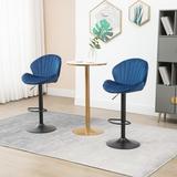 Set of 2 Velvet Counter Height Bar Chairs for Kitchen, Pub