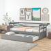 Twin Size Daybed with Trundle and Foldable Shelves on Both Sides