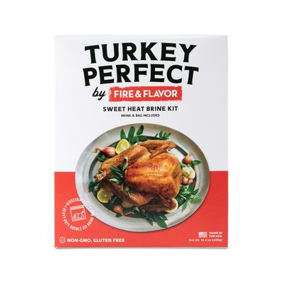 Turkey Perfect by Fire & Flavor All-Natural Sweet Heat Brine Kit, Includes Brining Bag, 14.4oz