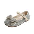 Jdefeg Girls Shoes Size 13 Fashion Autumn Girls Casual Shoes Rhinestone Sequin Bow Buckle Dress Shoes Dance Shoes Girl 6 Toddler Girl Boots Pu Silver 23