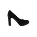 J.Crew Heels: Slip On Chunky Heel Cocktail Party Black Solid Shoes - Women's Size 9 - Round Toe