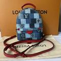 Louis Vuitton Bags | Louis Vuitton Denim Damier Monogram Patchwork Palm Springs Backpack Mini Blue | Color: Blue/Red | Size: Os