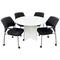 42" Round White Conference Table w/4 Mobile Stacking Chairs - Conference Set