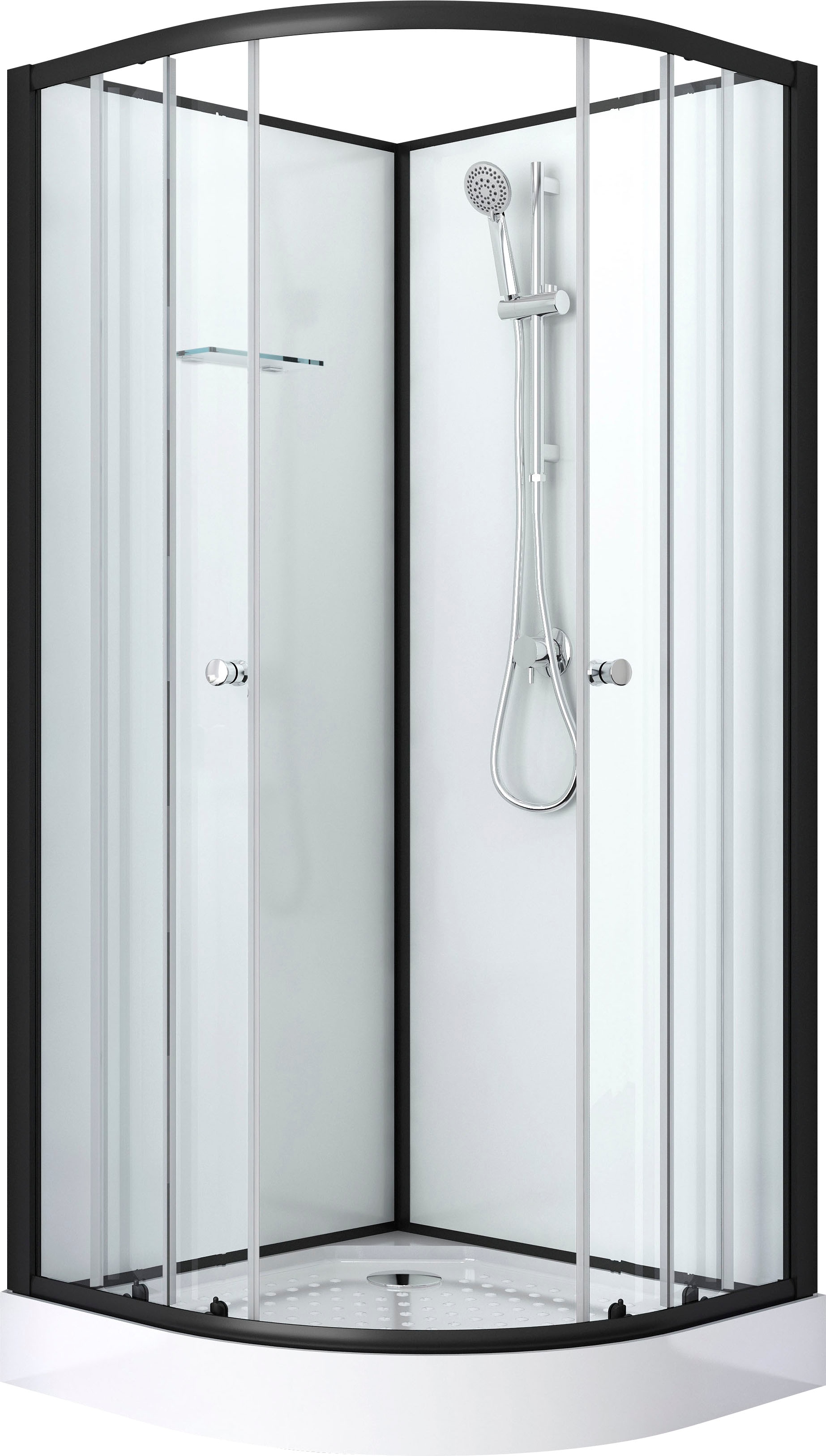 Komplettdusche SANOTECHNIK "BELA", schwarz, B:80cm H:203cm, Duschkabinen, Viertelkreisdusche