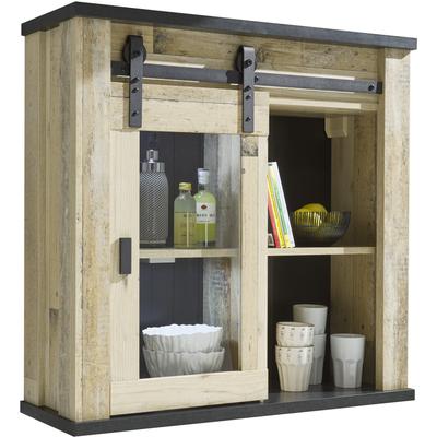 Hängeschrank HOME AFFAIRE "Sherwood", braun (old style hell dekor), B:93cm H:90cm T:31cm, Holzwerkstoff, Schränke, mit Scheunentorbeschlag aus Metall, Höhe 90 cm Image