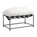 Brooks Black Iron Hammock Style Ottoman with White Cushion