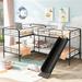 Twin Size L-Shaped Bunk Bed with Slide and Ladder, 4 Beds in 1