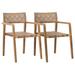 Chloe Indoor-Outdoor Natural Finish Teak and Synthetic Rattan Arm Chair, Set of 2