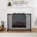 Contemporary Single Panel Black Straight Line Pattern Iron Fireplace Screen- - 41.73'' x 12.20'' x 29.33''