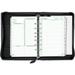 MOWENTA Desk Size Multi-Pocket Organizer 5 1/2 x 8 1/2 Page Size Black Cover (40671) Black woven-look simulated leather binder with seven 1-r...