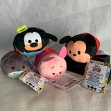 Disney Accessories | 4 Disney Tsum Tsum Mini Plush Characters: Mickey, Goofy, Piglet, Eeyore Nwt | Color: Pink/Red | Size: Mini