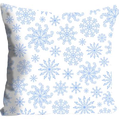 Dekokissen QUEENCE "Snow", blau (babyblau, bedruckt), B:40cm L:40cm, Polyester, Dekokissen_Sitzkissen_Kissenhüllen, mit zackigen Schneeflocken Image