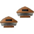 2 Pack Solar 6X6 Fence Post Cap Light with FIVE LED Bulbs COPPER Garden Square Shape Cap Light