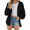 Womens Corduroy Jacket Winter Shirt Turtleneck Coat Casual Jackets Warm Jacket with Button Long Sleeve Wrap Coat (b-Black, M)