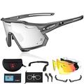 X-TIGER Cycling Glasses, Sports Glasses for Men Women, Polarised with UV400 5 Interchangeable Lenses, TR90 Frame, with Mountable Strap & Ear Hooks, Cycling, Running, Driving, Outdoor Sports