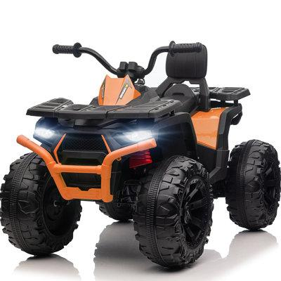 Hikiddo kids 24V Ride on Toys, ATV 4-Wheeler for Big w/ 2 Seater, 400W Motor, Bluetooth Plastic in Orange | 30.7 H x 26 W x 43.7 D in | Wayfair