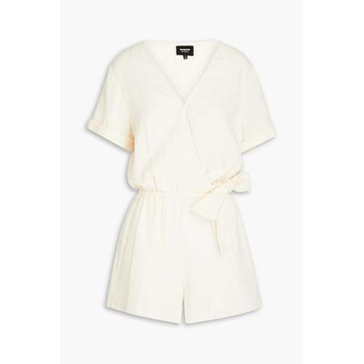 Wrap-effect Knotted Organic Cotton-gauze Playsuit