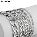 ICAM-Bracelet en acier inoxydable pour homme et femme gourmette cubaine en argent 3-11mm bijoux