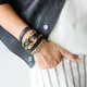 Bracelets en cuir noir véritable pour femmes bracelet punk longueur réglable bohème vacances