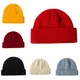 Unisexe tricot laine chapeau hiver couleur unie côtes tricoté bonnets chapeaux accessoires de mode