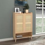 Solid Wood Stand Cabinet Storage with 6 Shelves