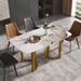 63" Light Luxury Marble Dining Table, Sintered Stone Top and Stainless Steel legs