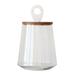 AllModern Large Clear Glass Jar w/ Mango Wood & Marble Lid Storage Jar Glass in Brown/White | 11.8 H x 9.6 W x 9.6 D in | Wayfair