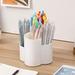 Yesesion Pencil Holder with 4 Compartment Plastic Pen Cup Stand for Desk Accessories Marker Pen Colored Pencils Stationery Brush in Office School Classroom Home Art Supply Organizer (White)