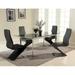 Orren Ellis Dumel 5 Piece Dining Set Glass/Upholstered/Metal in Black | 29.92 H x 35.43 W in | Wayfair 4DBD4F8DC380450AA963721C87807F83