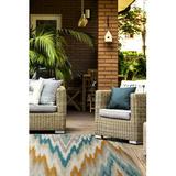 Blue/Brown 94 x 0.24 in Area Rug - Bungalow Rose Jaffrey Ikat Indoor/Outdoor Area Rug in Blue/Orange/Sand Polypropylene | 94 W x 0.24 D in | Wayfair