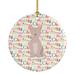 The Holiday Aisle® Minskin Cat Christmas Hanging Figurine Ornament Ceramic/Porcelain in Gray/Green/Pink | 2.81 H x 2.81 W x 0.15 D in | Wayfair