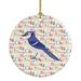 The Holiday Aisle® Jay Bird Christmas Hanging Figurine Ornament Ceramic/Porcelain in Blue/Red/White | 2.8 H x 2.8 W x 0.15 D in | Wayfair