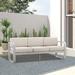 Ebern Designs Queanbeyan 76" Wide Outdoor Patio Sofa w/ Cushions Metal/Rust - Resistant Metal in Gray/White | 25.2 H x 30 W x 26.4 D in | Wayfair