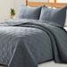 Ebern Designs Stroman Quilted Microfiber Coverlet Set Microfiber in Gray | King Quilt + 2 King Pillowcases | Wayfair
