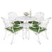 Astoria Grand Heros Round 4 - Person 35" Long Outdoor Dining Set w/ Cushions Metal in White | 35 W in | Wayfair 86C75BD45E31498C9D9BA6630E7F6EE1