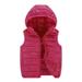 2DXuixsh Kid Boys Coats Child Kids Toddler Baby Boys Girls Sleeveless Winter Solid Coats Hooded Jacket Vest Outer Outwear Outfits Clothes Toddler Girl Coat 6 7 Polyester Hot Pink 160