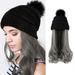 YZHM Fashion Long Curly Hair Hat Wig One Knit Hat Wool Curl Corn Perm Curl Big Deal Y