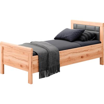 Einzelbett PRIESS "Arnsberg", braun (astkernbuche, anthrazit), B:108cm L:208cm, Betten, Jugendbett Kinder-Einzelbett Bettgestell, Komforthöhe mit gepolstertem Kopfteil Image