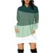 Holiday Dresses for Women Casual Lightweight Hoodies Dress Mini Printed Pullover Sweatshirts Dress with Pockets