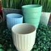 Anthropologie Accents | Anthropologie: Retro Style Trio Of Ceramic Planter Cache Pots | Color: Green | Size: Os