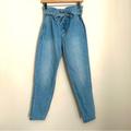 American Eagle Outfitters Jeans | American Eagle Paper Bag Waist Pleated Tie Belt Waist Mom Jean | Color: Blue | Size: 2