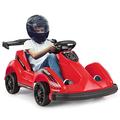 Maxmass Kids Electric Go Kart, 6V Battery Powered Vehicle with Remote Control, Slow Start, Safety Belt, Sound & Music, Toddlers Ride On Racer for 37-96 Months Old (Red)