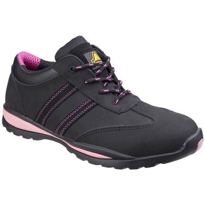 Amblers Women's Safety Trainer - Black/Pink Size 4 - Black/Pink